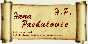 Hana Paskulović vizit kartica